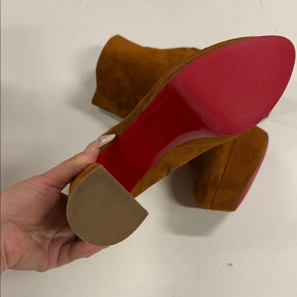 Christian Louboutin Movida Brown Suede Platform Ankle Boot with Red Sole 39,5 - Picture 4 of 8